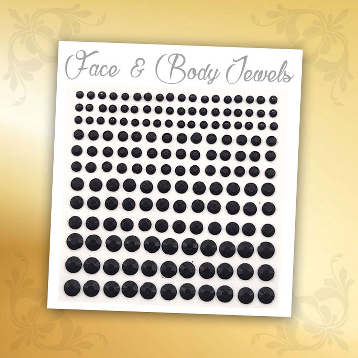 Glitter Face & Body Jewels (Zwart) - Festival Glitters - Steentjes Strass met Plaklaag - Plak Diamantjes voor Lichaam en Gezicht - Rhinestone Diamonds Gems Euphoria