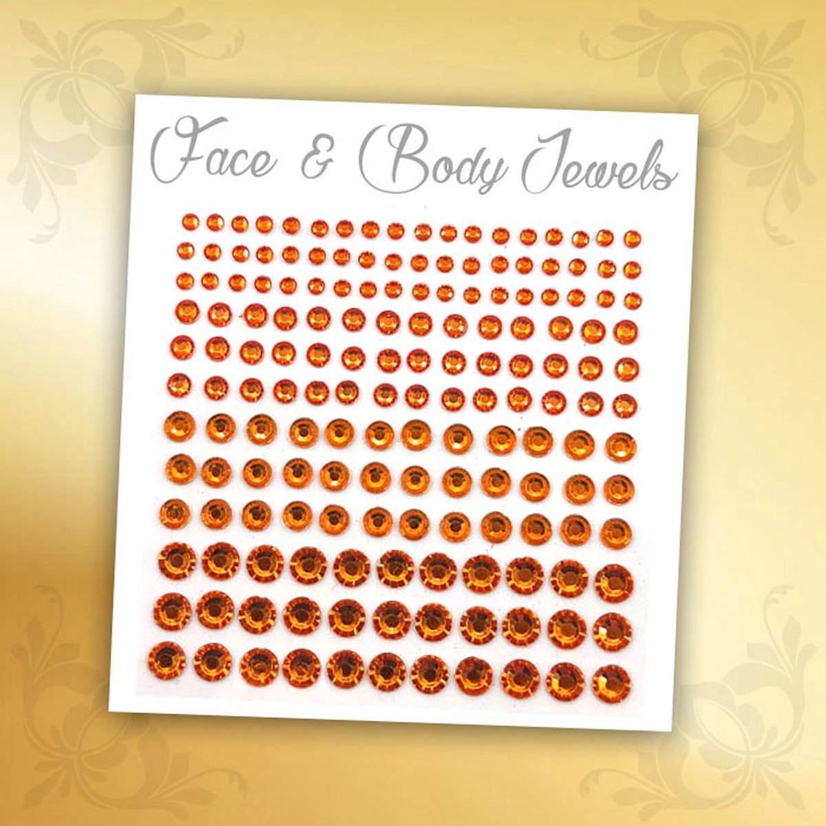 Glitter Face & Body Jewels (Oranje) - Festival Glitters - Steentjes Strass met Plaklaag - Plak Diamantjes voor Lichaam en Gezicht - Rhinestone Diamonds Gems Euphoria