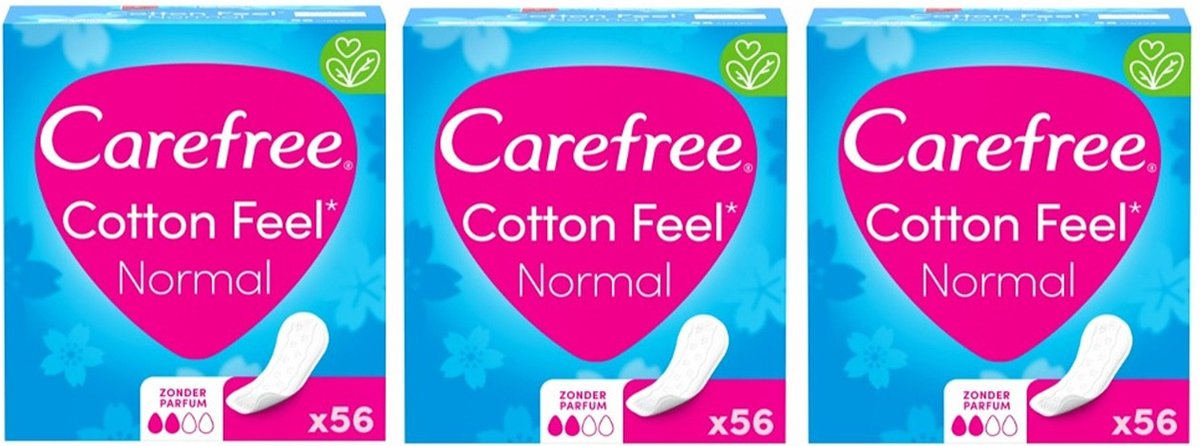 Carefree Cotton Feel Inlegkruisjes Ongeparfumeerd 3x56 Stuks Voordeelverpakking