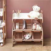 MISOU Meuble à Jouets Enfants - Meuble de Rangement - avec 6 Poubelles - Filles - Chambre Enfant - Garçons - Wit - Beige - Bibliothèque Enfant