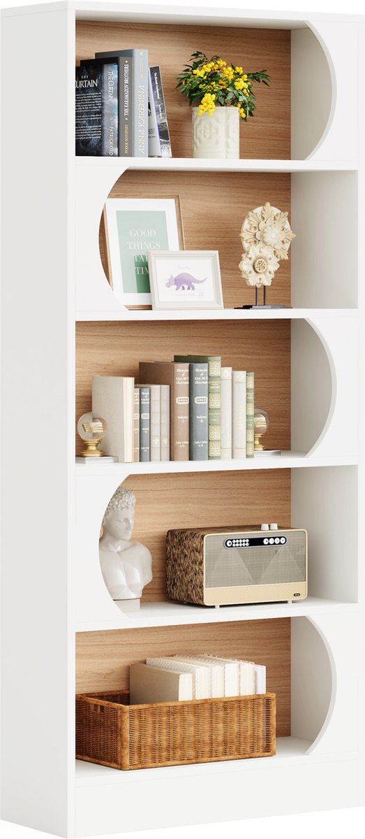 Tribesigns Boekenkast - Boekenrek met 5 Planken - Morden - Kasten Spaanplaat - Wit - 80 x 30 x 180 cm