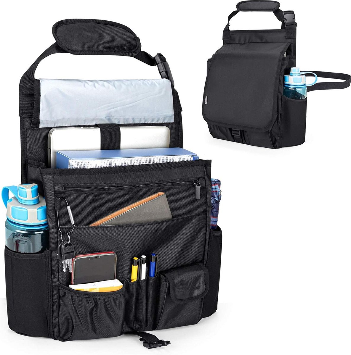 Voorstoel organizer - opbergorganizer met hoes - autostoelorganizer zwart - content in HTML Auto organizer
