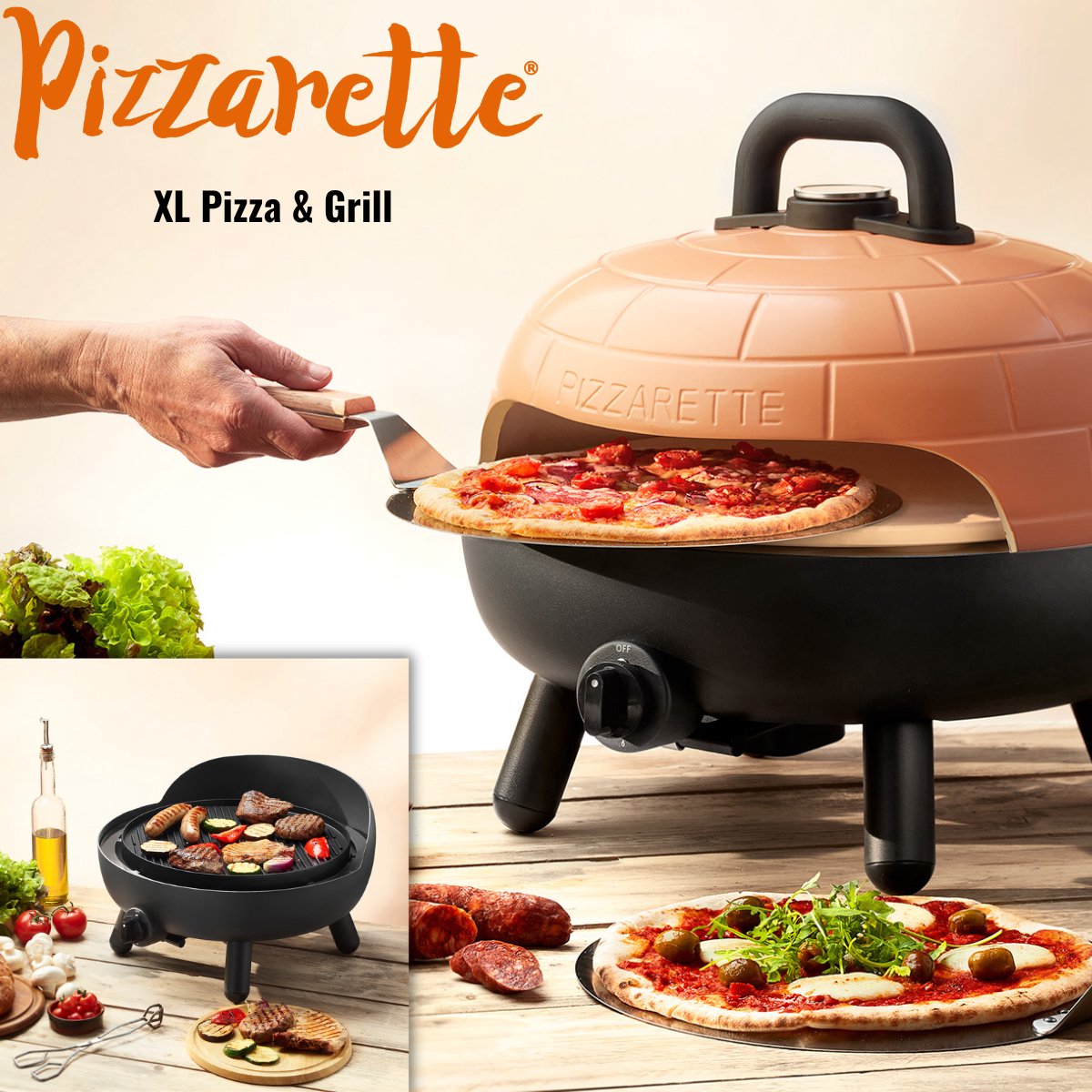 Pizzaoven 2 in 1. Voor grote pizza's met originele chamotte - afbeelding 3