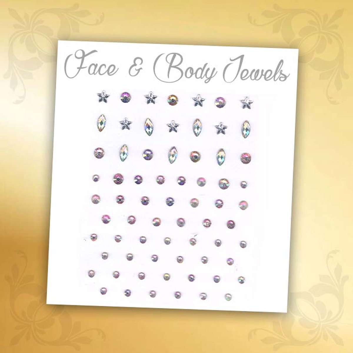 Glitter Face & Body Jewels (Zilver) - Festival Glitters - Steentjes Strass met Plaklaag - Plak Diamantjes voor Lichaam en Gezicht - Rhinestone Diamonds Gems Euphoria
