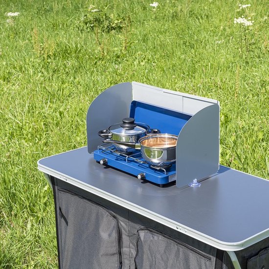 ProPlus Windvrij Kookscherm - 62x24cm - 3 delig - Staal - Inclusief zuignappen - Anti-spatscherm - Vlambeveiligers - Campingscherm - Gasbrandschild - Warmtebeheerscherm - Buitenkeuken - Campingaccessoires van ProPlus — afbeelding 4