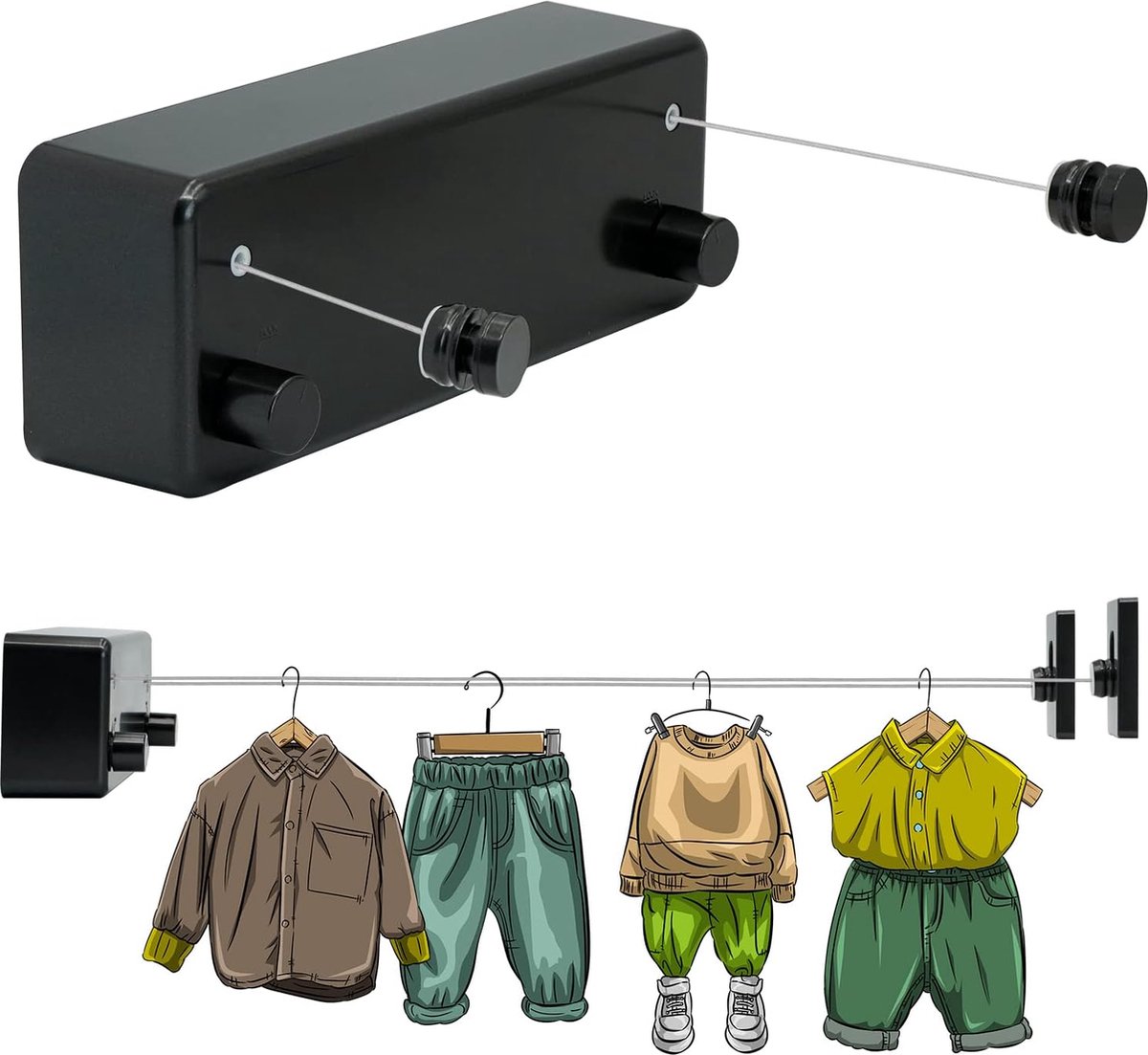 Goedkoopste Uittrekbare Wanddroger - Ruimtebesparend Kabel Droogapparaat - Voor Wasgoed in Slaapkamer en Wasruimte - Eenvoudige Installatie - Geschikt voor Binnen en Buiten