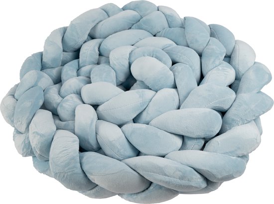 Honeybears Tour de lit tressé Bébé - Parc pour bébé - Protège-tête - Tour de lit pour berceau - Garçons/ Filles - 3 mètres - Bleu clair