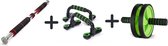 Fitness Set met Pull Up Bar en Push up Bars en Ab Wheel Roller – Fitnessmaterialen voor Thuis - Home Gym - Workout - Trainen