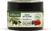 Olivin - Body Butter - Fluweelachtige lichaamsboter- Framboos en zoete gebrande snoepjes - Vitamine E - Vitamine C - Sheaboter -Bijenwas