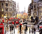 London Street Schilderen op Nummer Volwassenen & Kinderen met Frame – Paint By Number met Canvas Schildersdoek 40x50 & Acrylverf