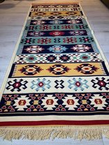 Kelim vloerkleed Yamadi - Kelim tapijt -Kelim kleed - Oosterse Vloerkleed - 80x300 cm - Loper - Bankkleed