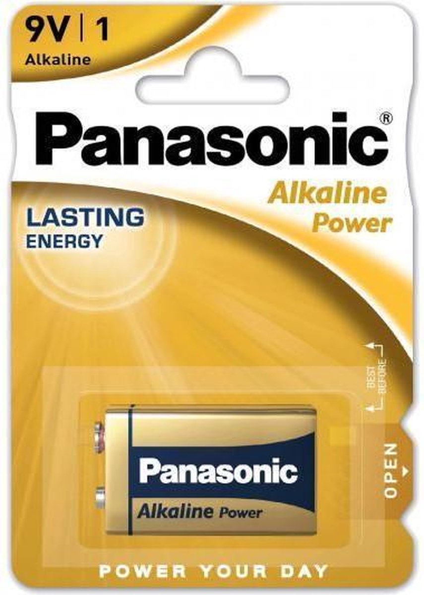 Panasonic PBA9VB1 Alkaline Batterij 9V Blok, 1 stuk