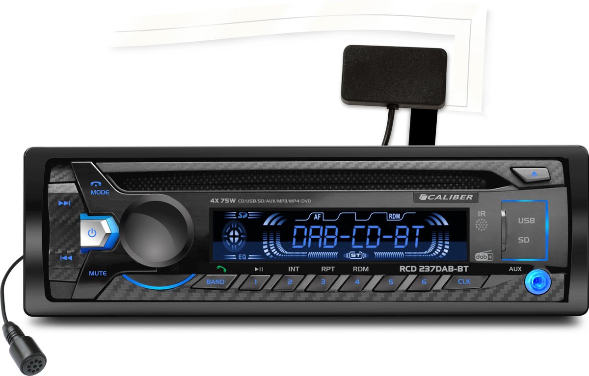 Sandy Monarchie Pardon Caliber RCD237DAB-BT DAB+ Autoradio Met Bluetooth - 1 DIN - CD-speler -  4x75W -... | bol.com