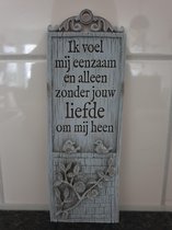 H&H Driftwood langwerpige plaque met tekst Ik voel mij eenzaam...