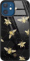 iPhone 12 hoesje glass - Bee yourself | Apple iPhone 12  case | Hardcase backcover zwart