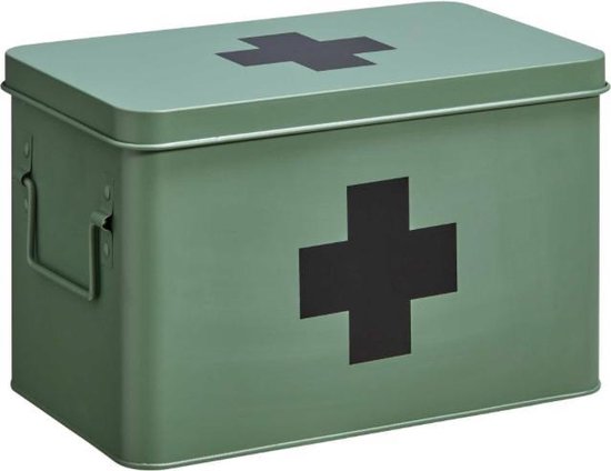 hobby Kanon rek Medicijnbox - donkergroen - bewaardoos medicijnen - metaal - 31 x 19 x 20  cm | bol.com