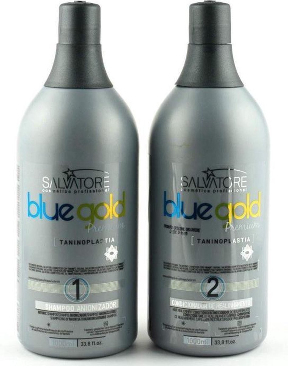 Salvatore Blue Taninoplastia Gold Keratine Treatment Keratin Behandeling 2x1000ml kit zijdig&glanzend glad haar