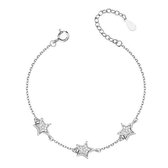 Joy|S - Zilveren ster armband - 3 sterren - zirkonia - gehodineerd