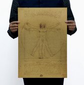 HMerch™ Da Vinci Manuscript - 51 x 35,5 cm - Educatieve Poster - Leonardo da Vinci - Vitruviusman -   Vintage Posters Retro Print - Mens van Vitruvius - Educatieve Posters - Sinterklaas cadea