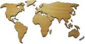 Paspartoet Houten wereldkaart zwevend op de muur - 180x90 cm - licht eiken - houten