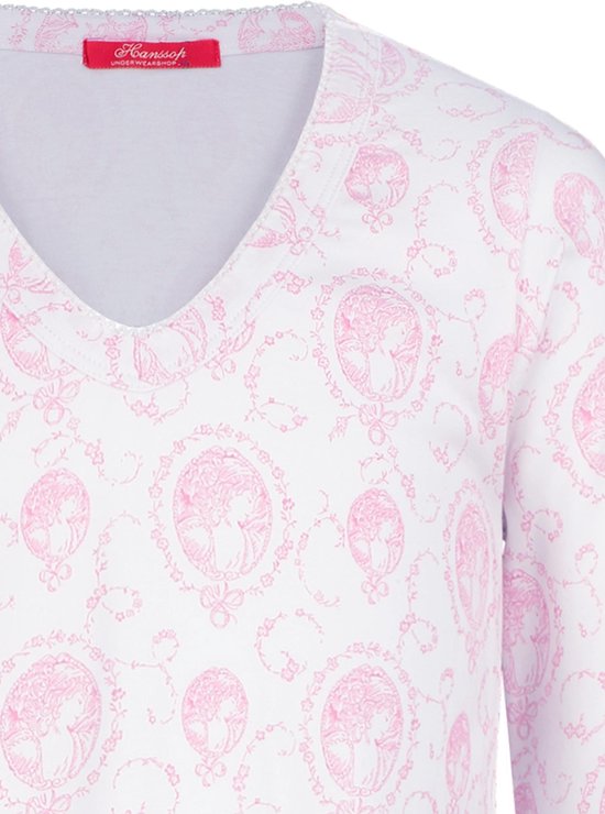 Exclusief Luxueus Kinder nachtkleding Luxe mooi zacht roze Girly Nachthemd van Hanssop met verfijnde rand details en luxe hals verwerking, Meisjes nachthemd, zacht roze bloem print, maat 116