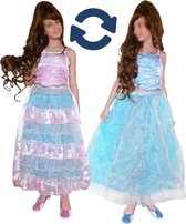 omkeerjurk roze blauw barbie maat 134/140/146
