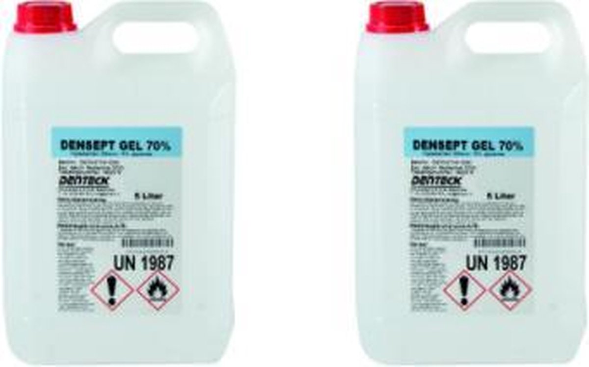Goedkoopste Denteck Densept Gel 70 5L navulling | Heldere verdikte desinfecterende handgel 70 alcohol | 2 x 5 Liter