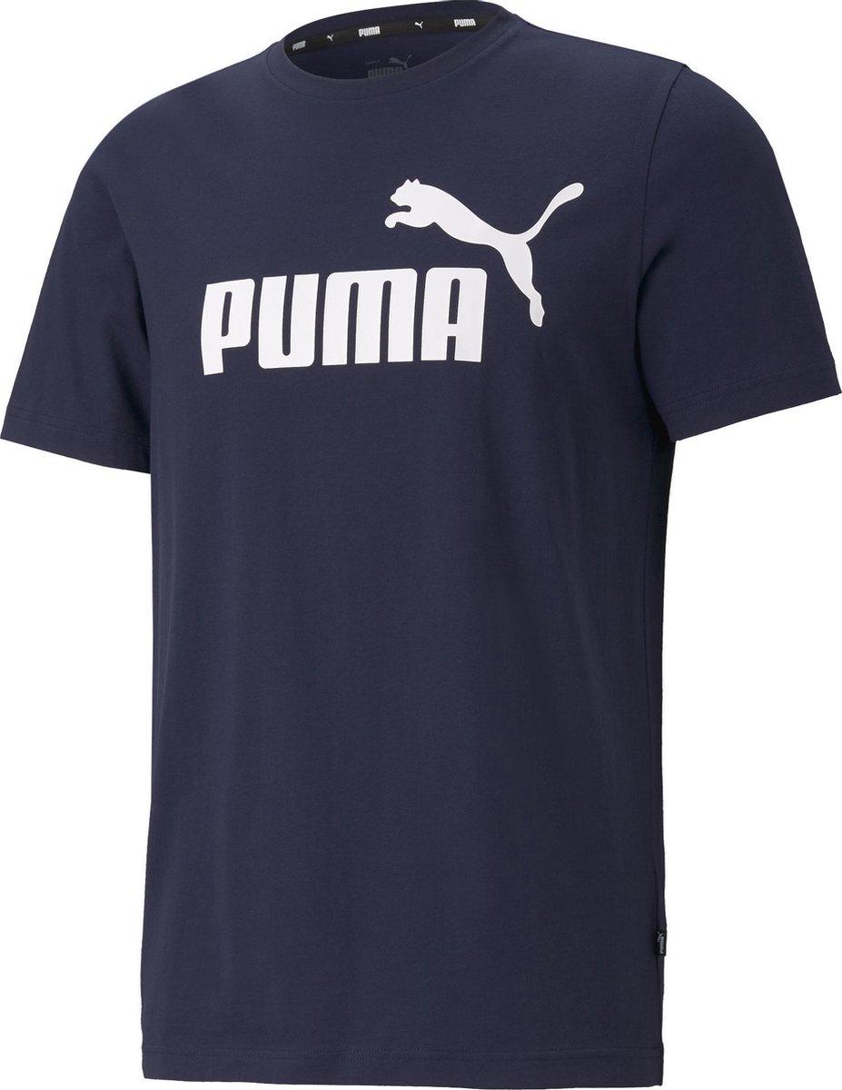 PUMA ESS Logo Tee Heren T-shirt - Donkerblauw - Maat XL - PUMA