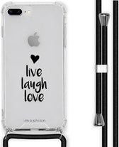 iMoshion Design hoesje met koord voor de iPhone 8 Plus / 7 Plus - Live Laugh Love - Zwart