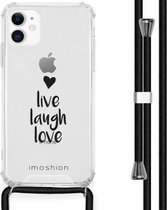 iMoshion Design hoesje met koord voor de iPhone 11 - Live Laugh Love - Zwart