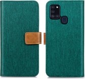 iMoshion Luxe Canvas Booktype Samsung Galaxy A21s hoesje - Groen