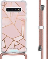 iMoshion Design hoesje met koord voor de Samsung Galaxy S10 - Grafisch Koper - Roze / Goud