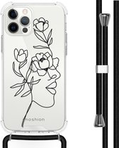 iMoshion Design hoesje met koord voor de iPhone 12, iPhone 12 Pro - Abstract Gezicht Bloem