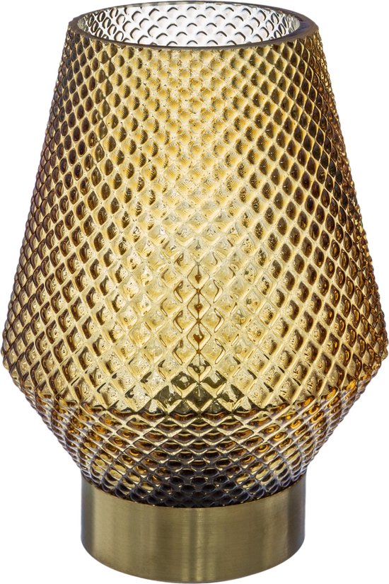 Atmosphera tafellamp LED gouden voet Geel - H17 cm -Lamp - Zonder snoer -  Sfeerverlichting | bol.com
