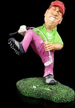 Grappige beroepen beeldje golfspeler breekt golfclub gestrest- 13x11x15 cm de komische wereld van karikatuur beeldjes – komische beeldjes – geschenk voor – cadeau -gift -verjaardag