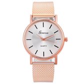 Fako® - Horloge - Geneva - Mesh Look - Ø 40mm - Rosé Goudkleurig
