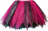 Tule rokje - glitters - pink/zwart - tutu - festival - foute party