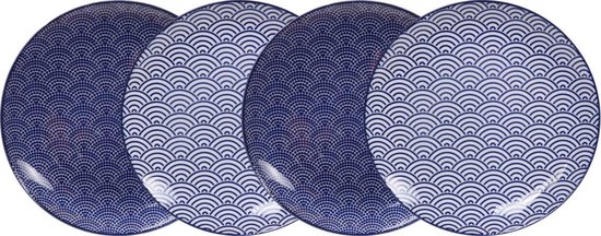 Tokyo Design Studio - Nippon Blue - Set van 4 Borden Ø 25,7 cm -  Hoogwaardig Porselein | bol.com
