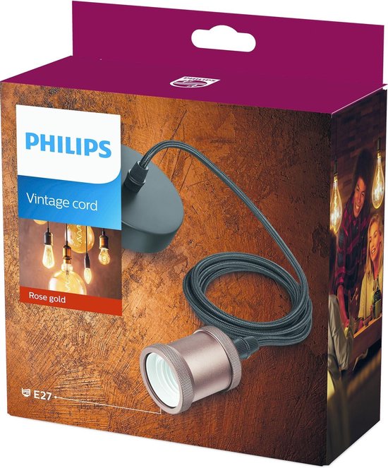 Philips - Vintage Koord E27 Roze Goud