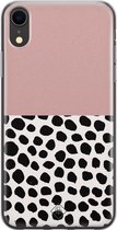iPhone XR hoesje siliconen - Stippen roze | Apple iPhone XR case | TPU backcover transparant