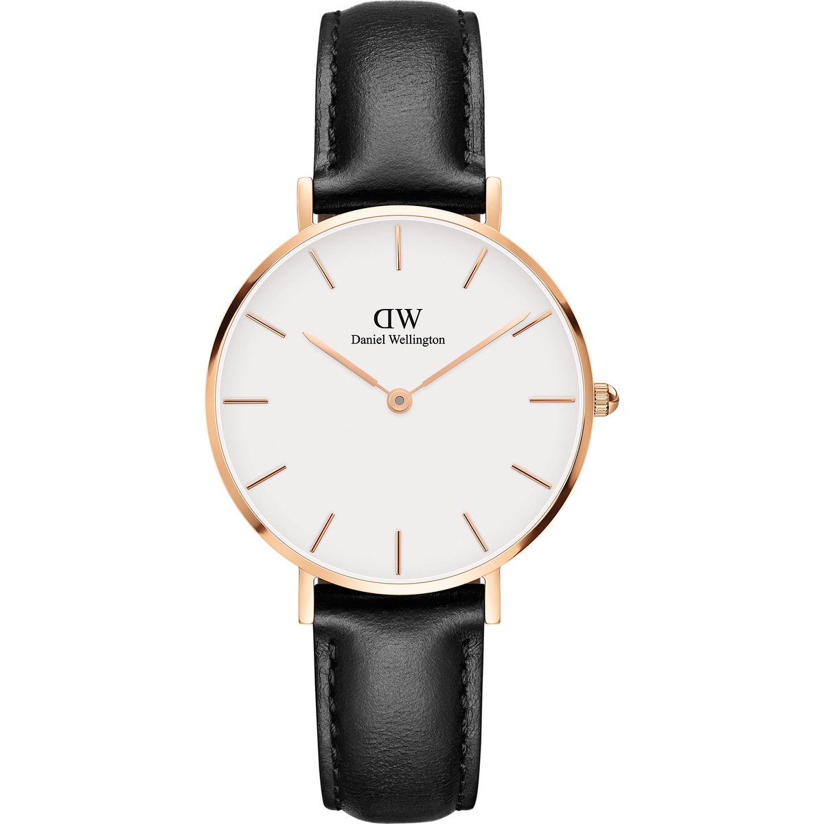 Daniel Wellington Petite Rosé Sheffield White DW00100174 - Horloge - 32mm - Leer - Zwart