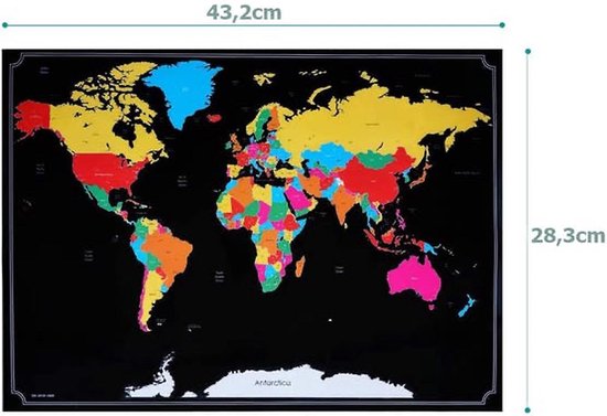 World Scratch Map / Kras Wereldkaart Poster / Wereldkaart wanddecoratie met  Laag... | bol.com