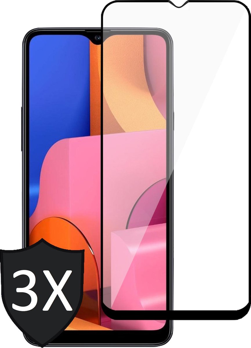 Screenprotector geschikt voor Samsung A20s - 3x FullGuard Glas Screen Protector