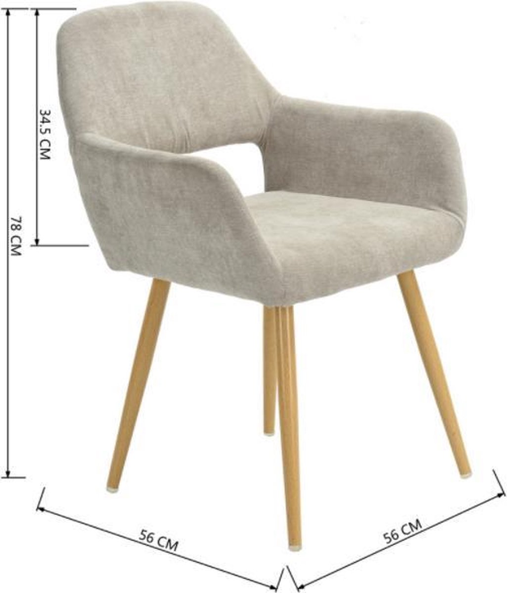 Evella Living Stoelen Eetkamerstoelen Stof Hout Beige Stof