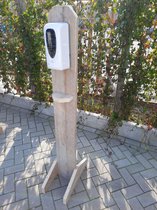 Desinfectiezuil met automatische no-touch dispenser van Gebruikt steigerhout – Desinfectiepaal met drop dispenser voor alcohol, vloeistof en gel