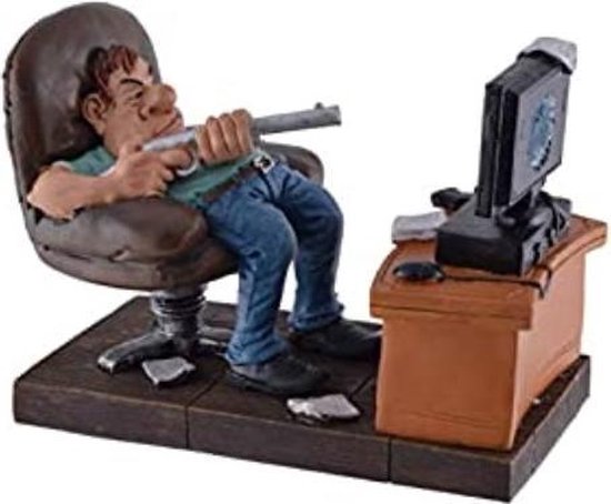 Funny Professions figurine gamer avec ordinateur fusil de chasse visé - 16x9x12 cm le monde comique des figurines de caricature - figurines comiques - cadeau pour - cadeau - cadeau - cadeau d'anniversaire