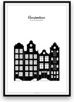 Amsterdam stadposter - Zwart-wit