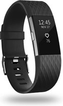 Siliconen Smartwatch bandje - Geschikt voor  Fitbit Charge 2 diamant silicone band - zwart - Maat: L - Horlogeband / Polsband / Armband