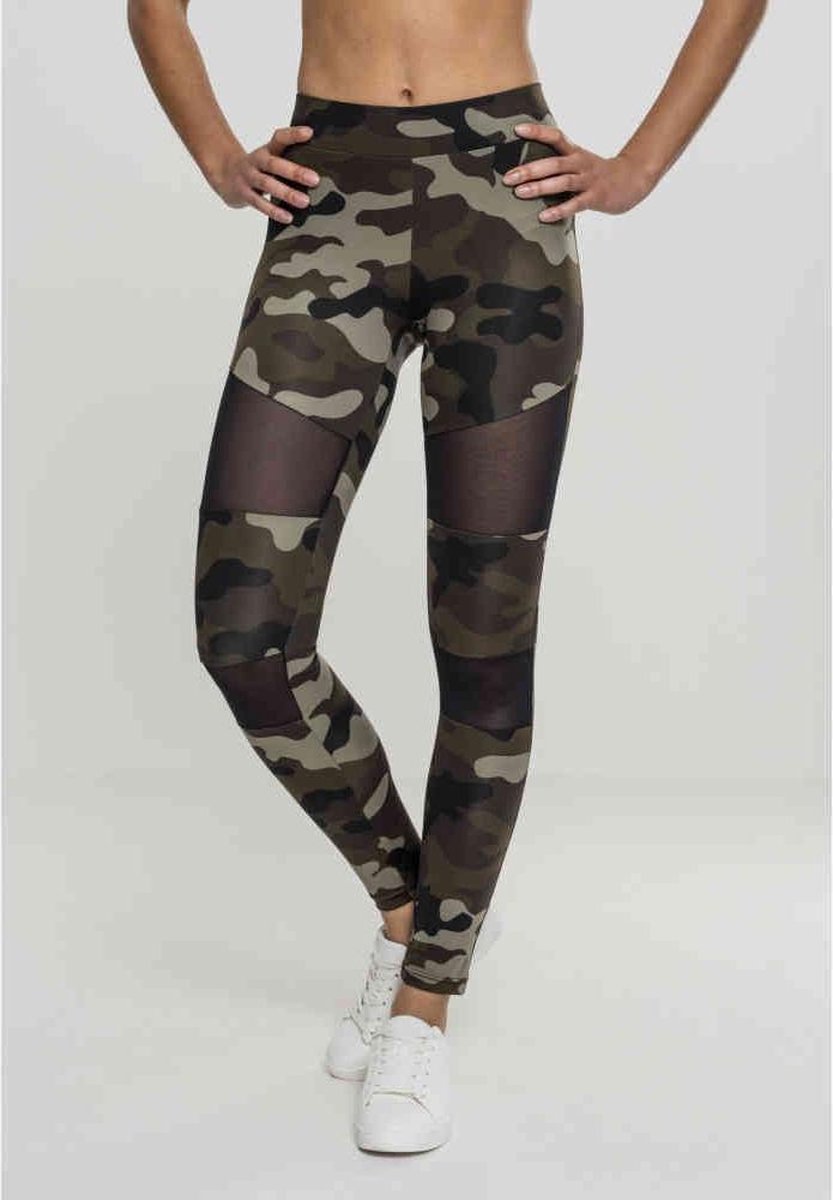 Urban Classics Camo Tech Mesh Dames Legging woodland/ M Zwart