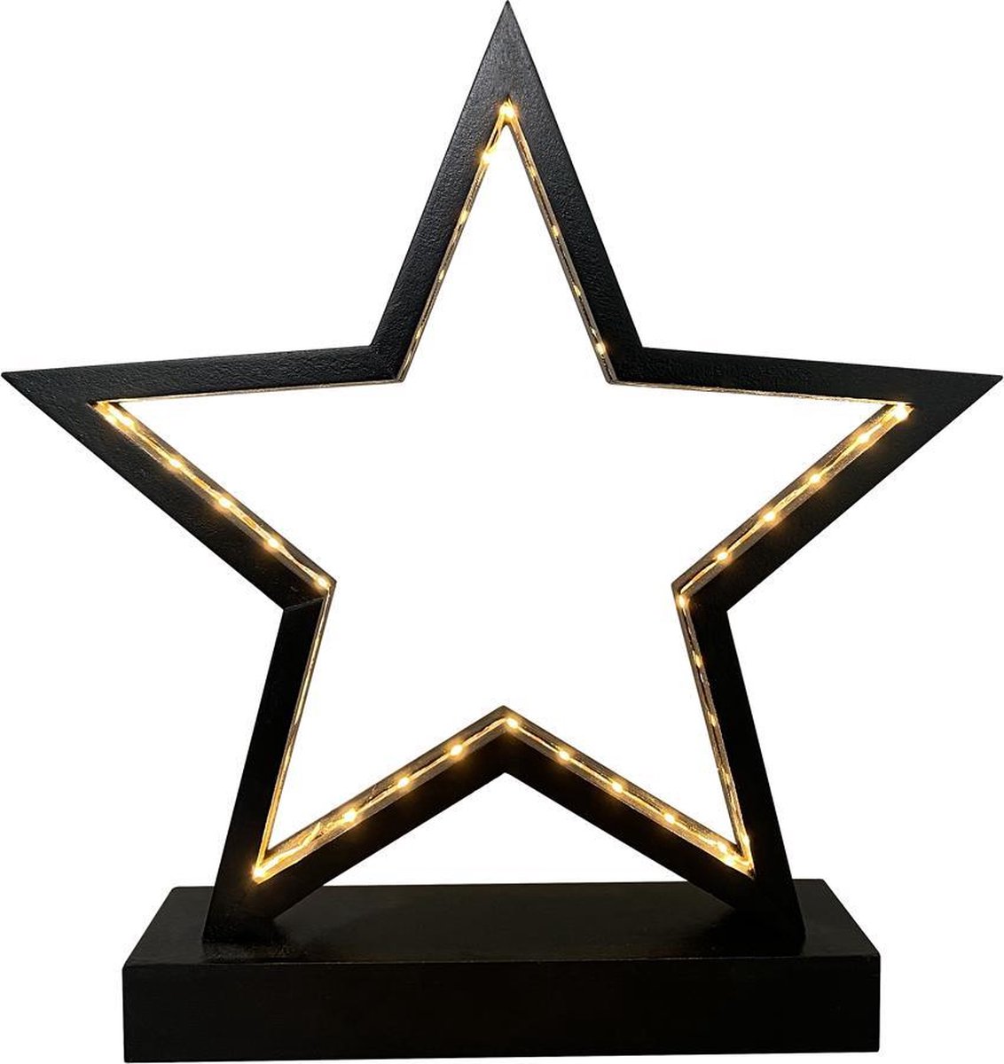 Casaria Verlichte Kerstster – 26cm Hout 45 Leds Staander - Zwart